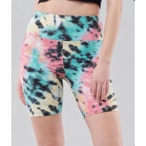 Hollister Womens High Rise Tie Dye Bike Shorts Multi Color Athletic Stretch M